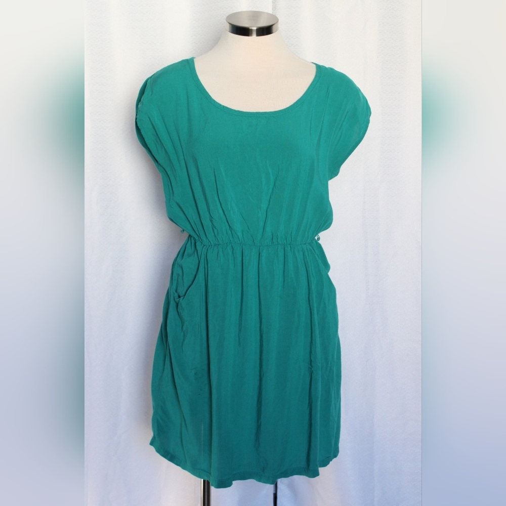 Mossimo Teal Summer Dress Large Scoop Neck Hidden Pockets